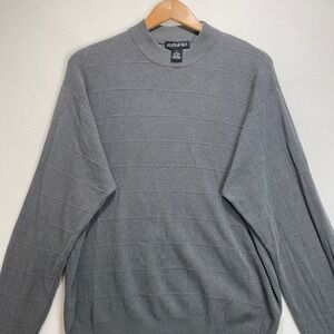 Anthology Men's Gray Long‎ Sleeve Mock Neck Sweater Size L Silk Cotton Blend